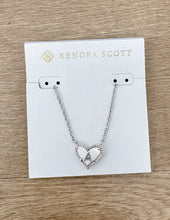 Load image into Gallery viewer, Kendra Scott Heart Letter A Necklace in Silver/Ivory Mother Of Pearl