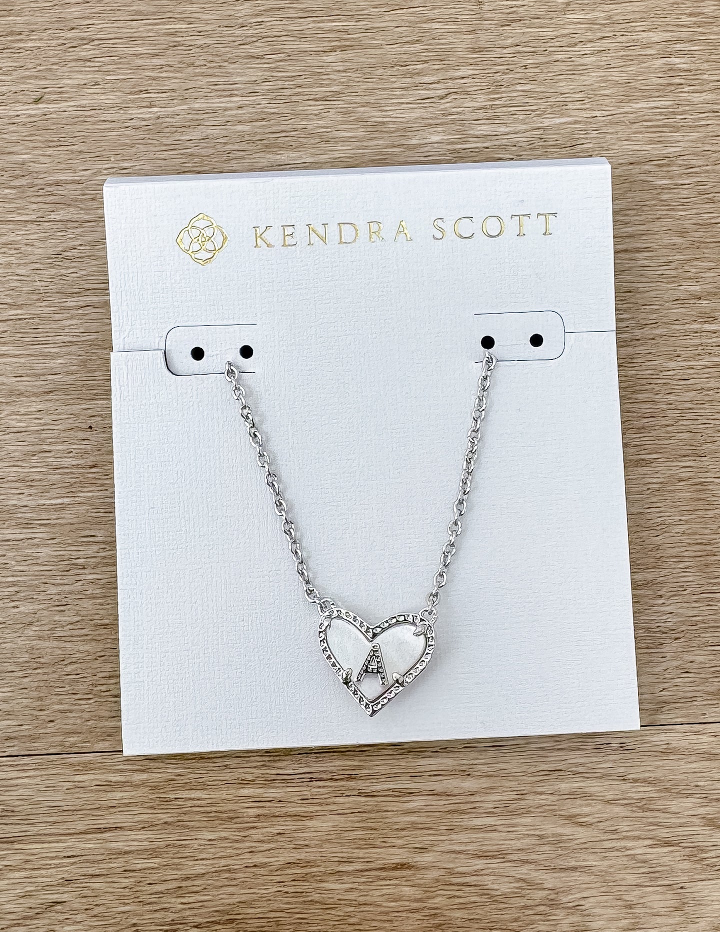 Kendra Scott Heart Letter A Necklace in Silver/Ivory Mother Of Pearl