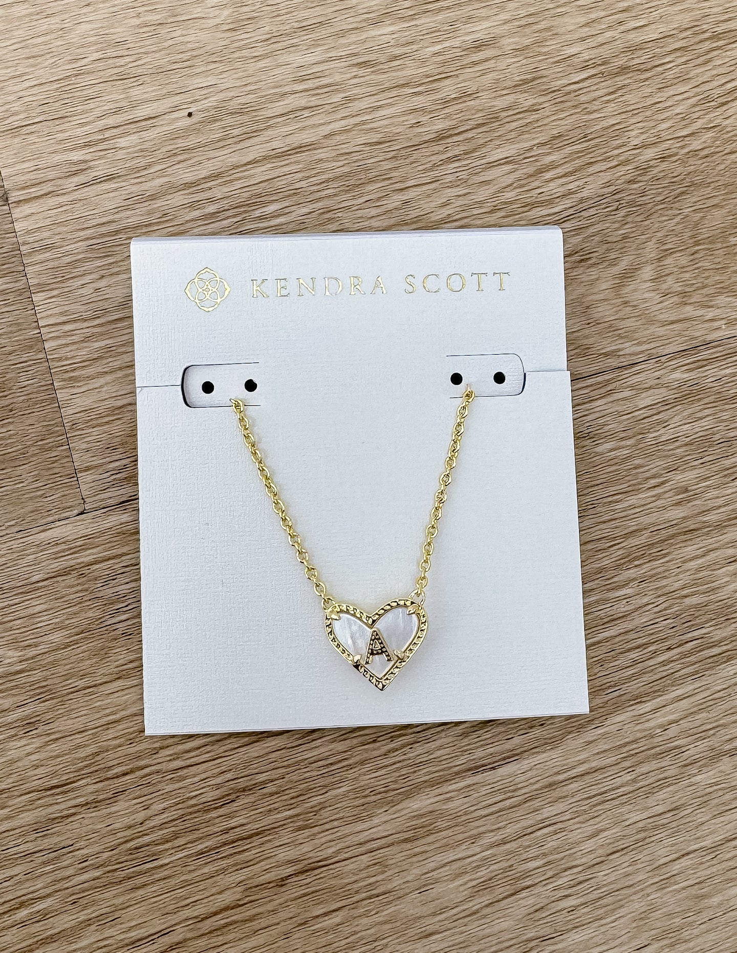 Kendra Scott Heart Letter A Necklace in Gold/Ivory Mother Of Pearl