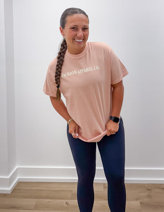 Jac's Logo SS Tee in Peachy
