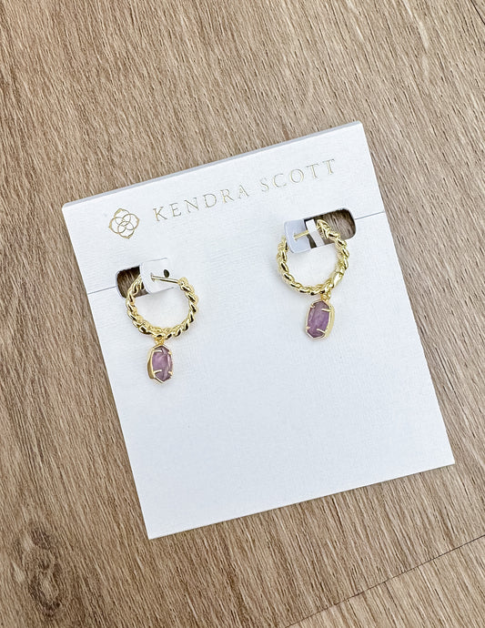 Kendra Scott Emilie Gold Huggie Earrings in Amethyst