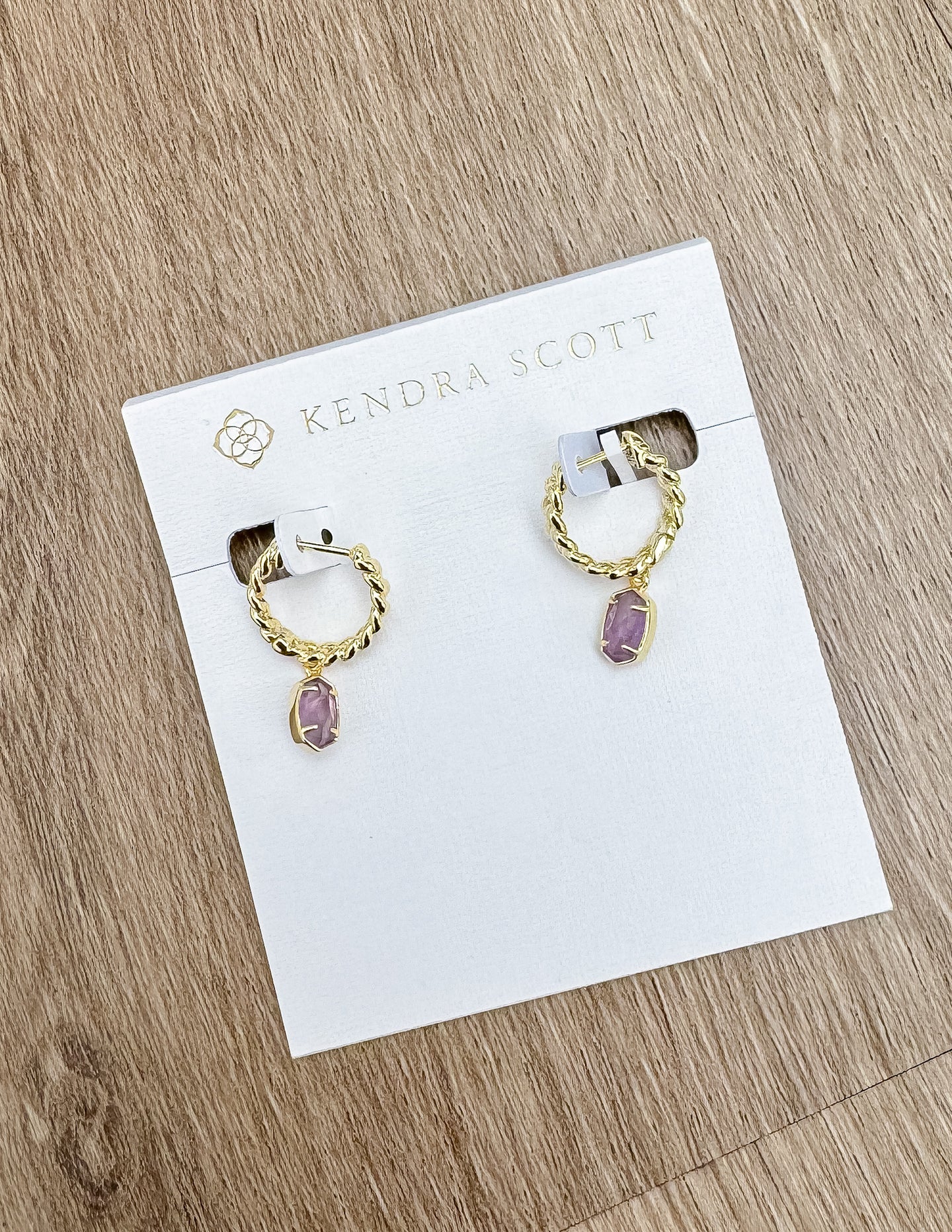 Kendra Scott Emilie Gold Huggie Earrings in Amethyst