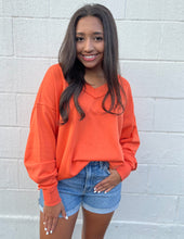 Load image into Gallery viewer, Jadelynn Brooke Oversized French Terry V-Neck Pullover Sunset