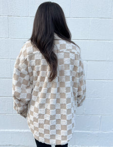 Fall Feelings Checkered Sherpa Shacket