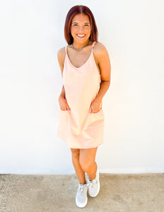 She’s Cute Tank Dress in Peach