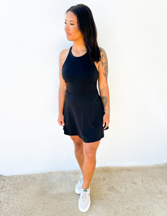Care Free Halter Neck Crisscross Athletic Dress