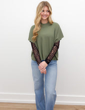 Load image into Gallery viewer, Wonderland Black Leopard Pattern Sheer Mesh LS Top