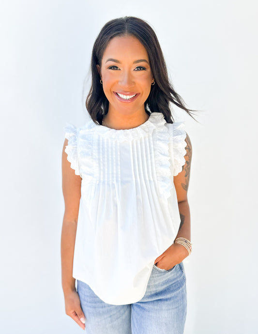Annie Cotton Sleeveless Ruffled Top