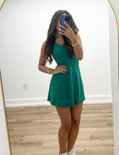 Load image into Gallery viewer, Living The Dream Tennis Romper Dress in Kelly Green