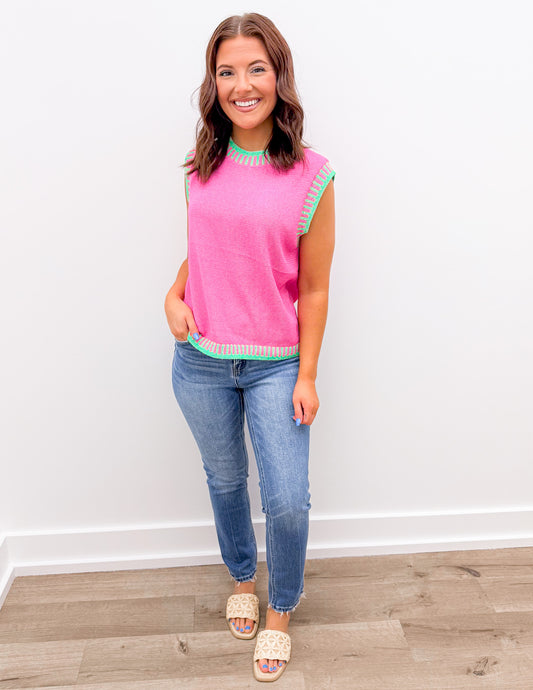 Be Loved Color Block Sleeveless Knit Top