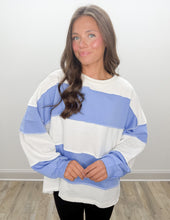Load image into Gallery viewer, French Terry Color Block LS Top in Cornflower Blue