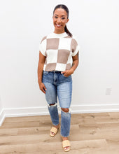 Load image into Gallery viewer, Nobody But Me Checkered SS Sweater Top