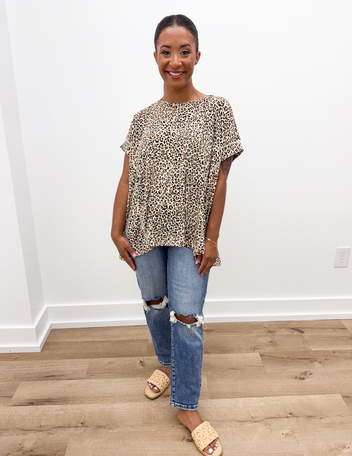 Believe In The Good Leopard Short Sleeve Top