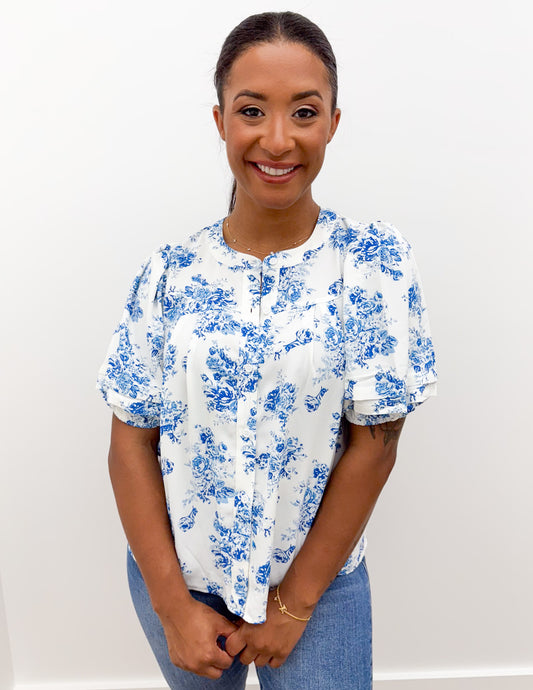 Throw Up Your Hands Floral Puff Sleeve Blouse