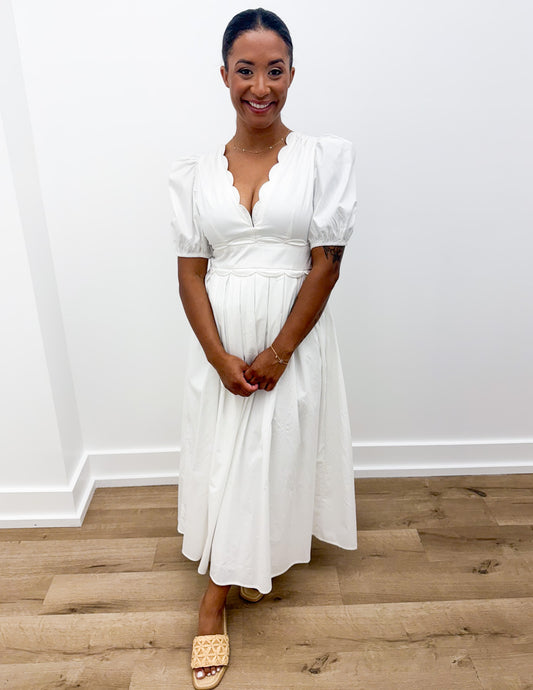 Sweet Simplicity Puff Sleeve Midi Dress