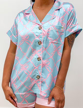 Load image into Gallery viewer, Simply Southern Silk Pajama Set with Pink Bows