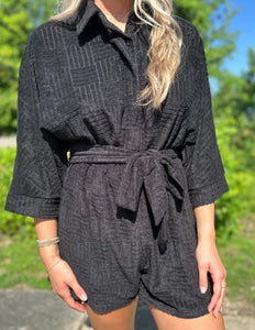 Beach Dreamin' Textured Romper Black