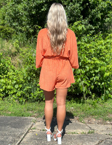 Beach Dreamin' Textured Romper Orange