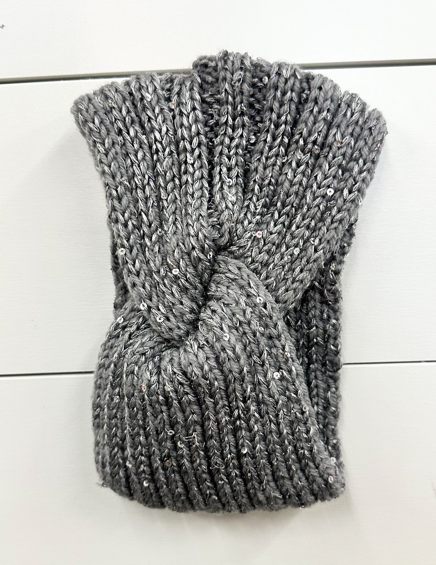 Keep Me Warm Twist Knit Headband Grey