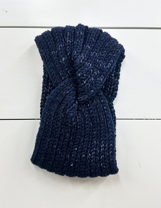 Keep Me Warm Twist Knit Headband Navy