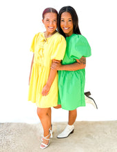 Load image into Gallery viewer, One Step Closer Bubble Sleeve Dress in Lemon