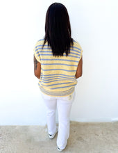 Load image into Gallery viewer, Spring Days Stripped Button-Up Sweater Top in Lemon/Blue