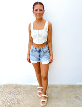 Load image into Gallery viewer, Funky Floral Sleeveless Crop Top in Sage Multi