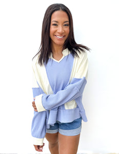 Steady Heart Long Sleeve Knit Top in Cream Multi