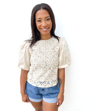 Load image into Gallery viewer, Back In My Arms Crochet Balloon Sleeve Blouse