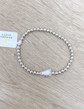 Load image into Gallery viewer, Kendra Scott Cheer Stretch Bracelet in Silver/White MOP