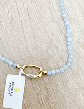 Load image into Gallery viewer, Kendra Scott Emery Beaded Necklace in Gold/Lt. Blue Chlcdny