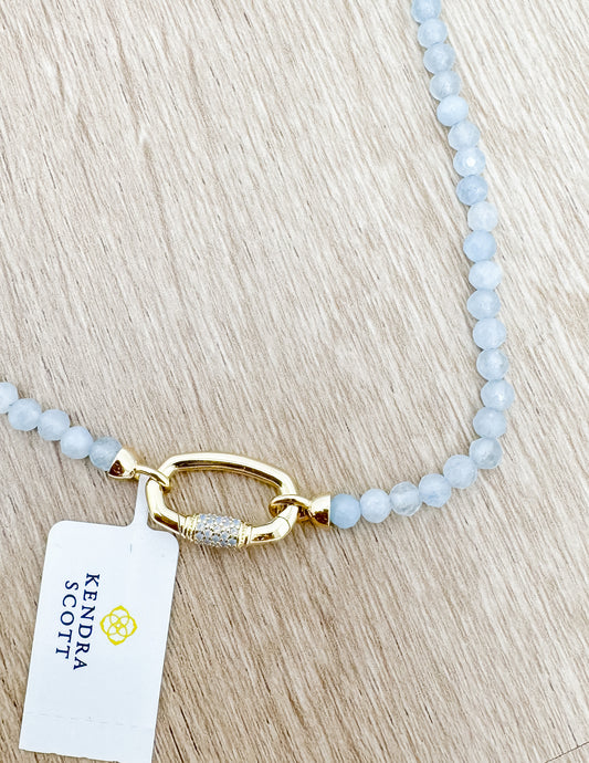 Kendra Scott Emery Beaded Necklace in Gold/Lt. Blue Chlcdny