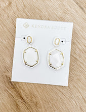 Load image into Gallery viewer, Kendra Scott Daphne Enamel Frame Drop Earrings in Gold White MOP