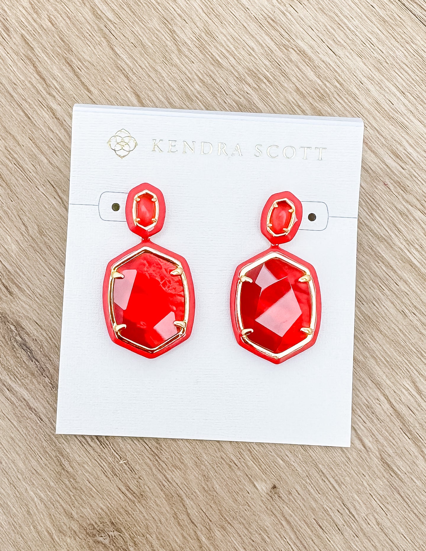 Kendra Scott Daphne Enamel Frame Drop Earrings in Gold Red Illusion
