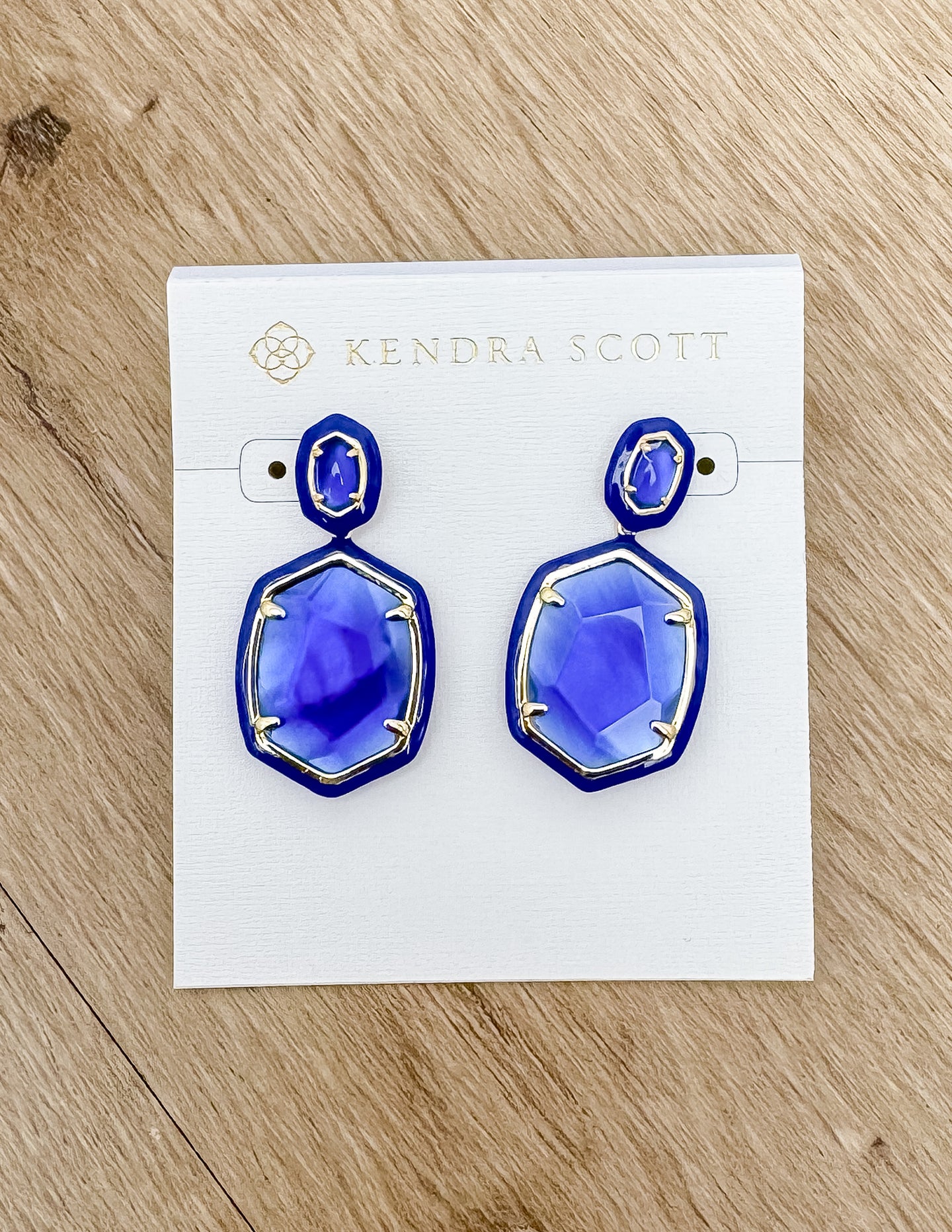 Kendra Scott Daphne Enamel Frame Drop Earrings in Gold Cobalt Illusion