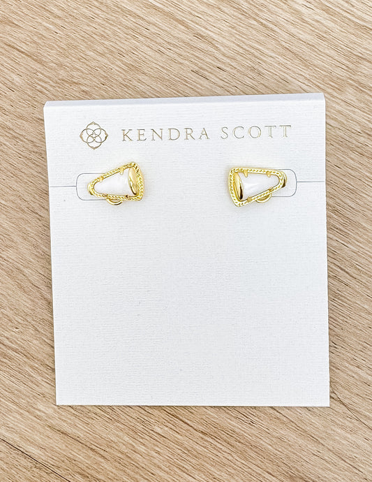 Kendra Scott Cheer Stud Earrings in Gold/White MOP