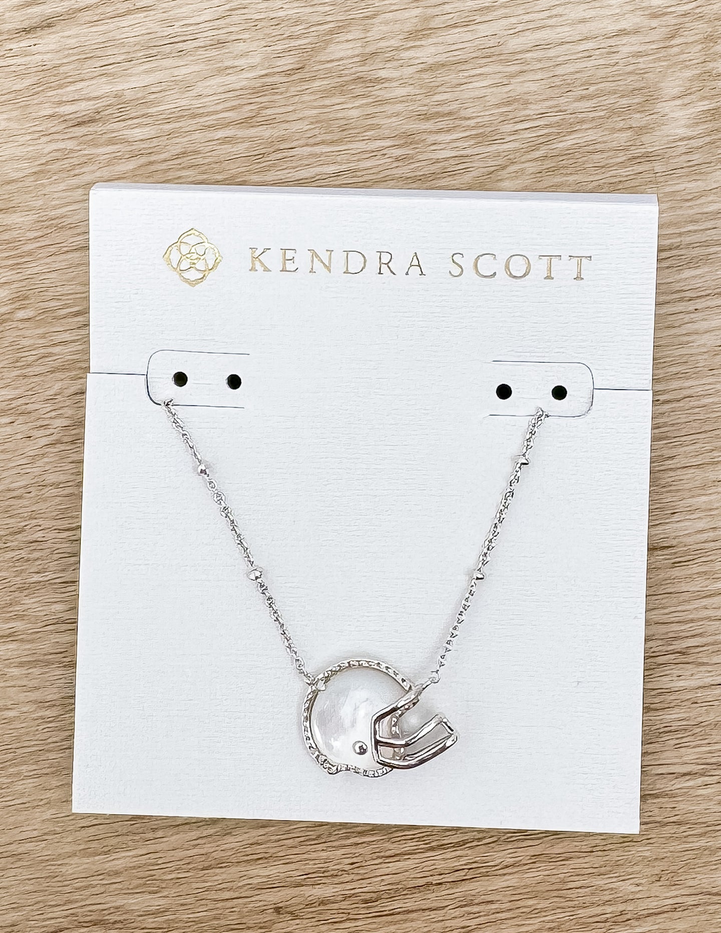 Kendra Scott Football Helmet Pendent Necklace in Silver/Ivory MOP