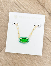 Load image into Gallery viewer, Kendra Scott Elisa Enml Frame Prclp Necklace in Gold Emerald Illusion