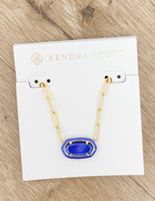 Load image into Gallery viewer, Kendra Scott Elisa Enml Frame Prclp Necklace in Gold/Cobalt Illusion