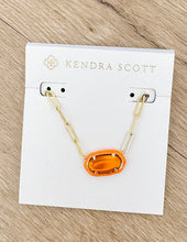 Load image into Gallery viewer, Kendra Scott Elisa Enml Frame Prclp Necklace in Gold/Papaya MOP