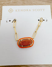 Load image into Gallery viewer, Kendra Scott Elisa Enml Frame Prclp Necklace in Gold/Orange Goldstone