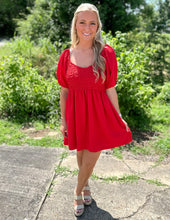 Load image into Gallery viewer, Hammer to the Heart Textured Dress Red