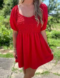 Hammer to the Heart Textured Dress Red