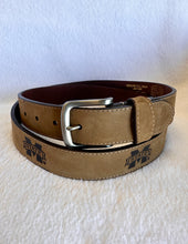 Load image into Gallery viewer, Crazy Horse Light Brown Stitch Leather Embossed Mississippi State Belt