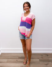 Load image into Gallery viewer, Show Yourself Knit V-Neck Top in Pink/Purple