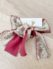 Load image into Gallery viewer, Hand Tied Ribbon Bow Earrings - Maroon/Gold