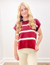 Load image into Gallery viewer, Never Fall In Love Side Tie SS Knit Sweater in Burgundy
