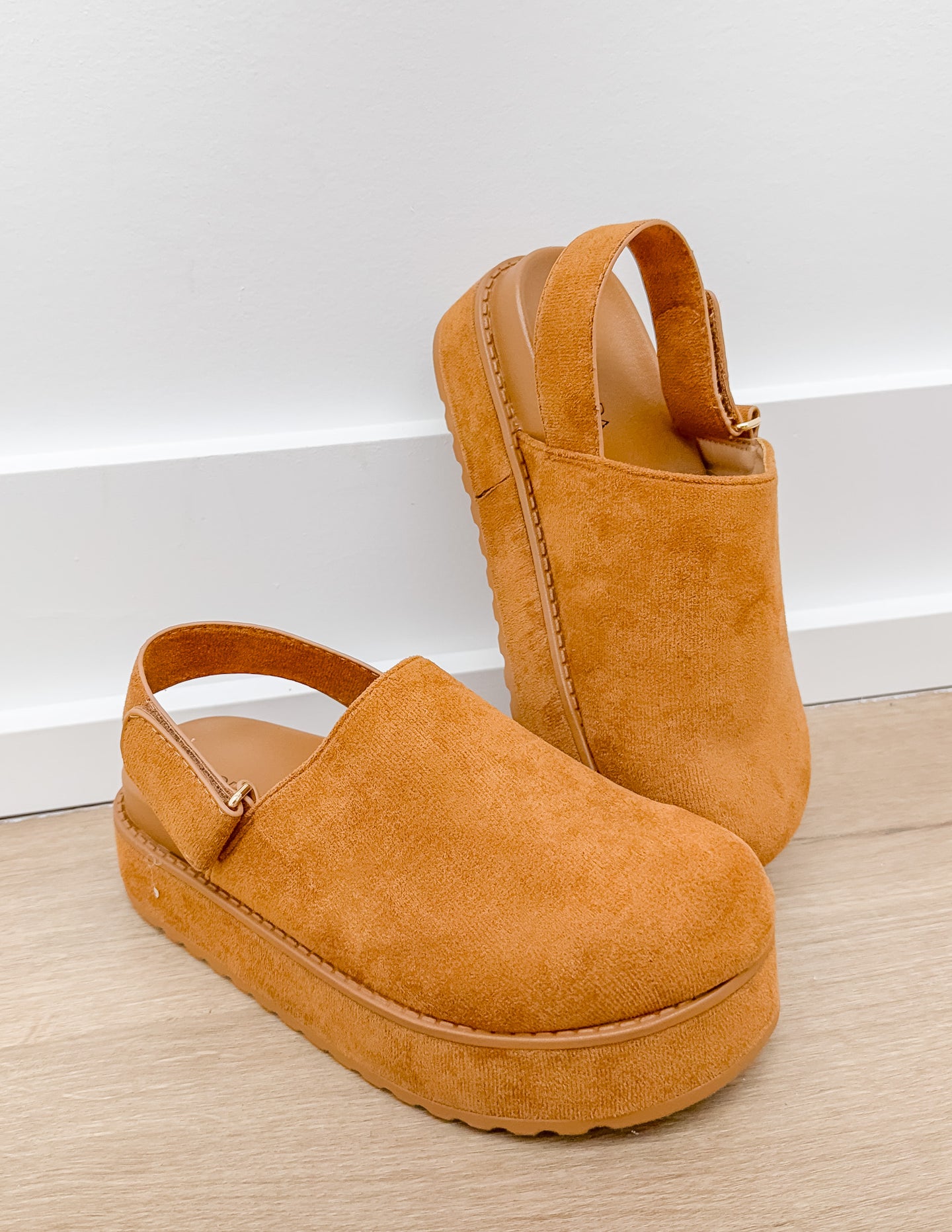 Let's Go Girls Slingback Clogs in Tan
