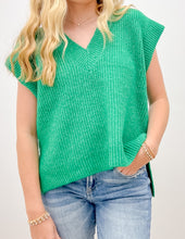 Load image into Gallery viewer, I Need To Know Sweater Vest with Side Slit in Kelly Green