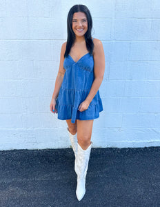 Concert Nights Tiered Denim Dress